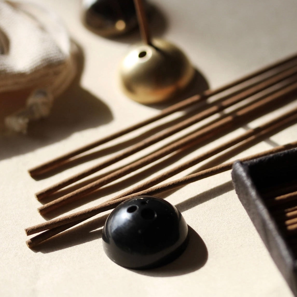 Brass Dome Incense Stick Holder Black Metallic