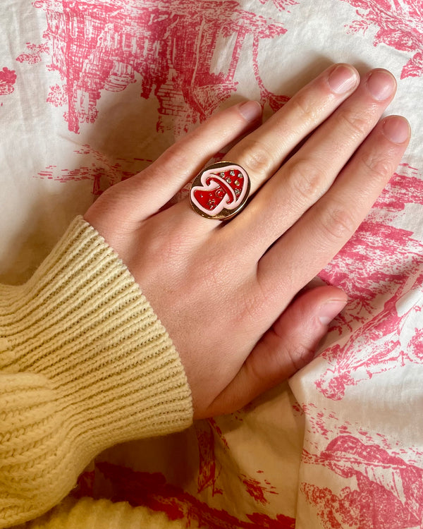 Trippy Toadstool Gold Mushroom Ring